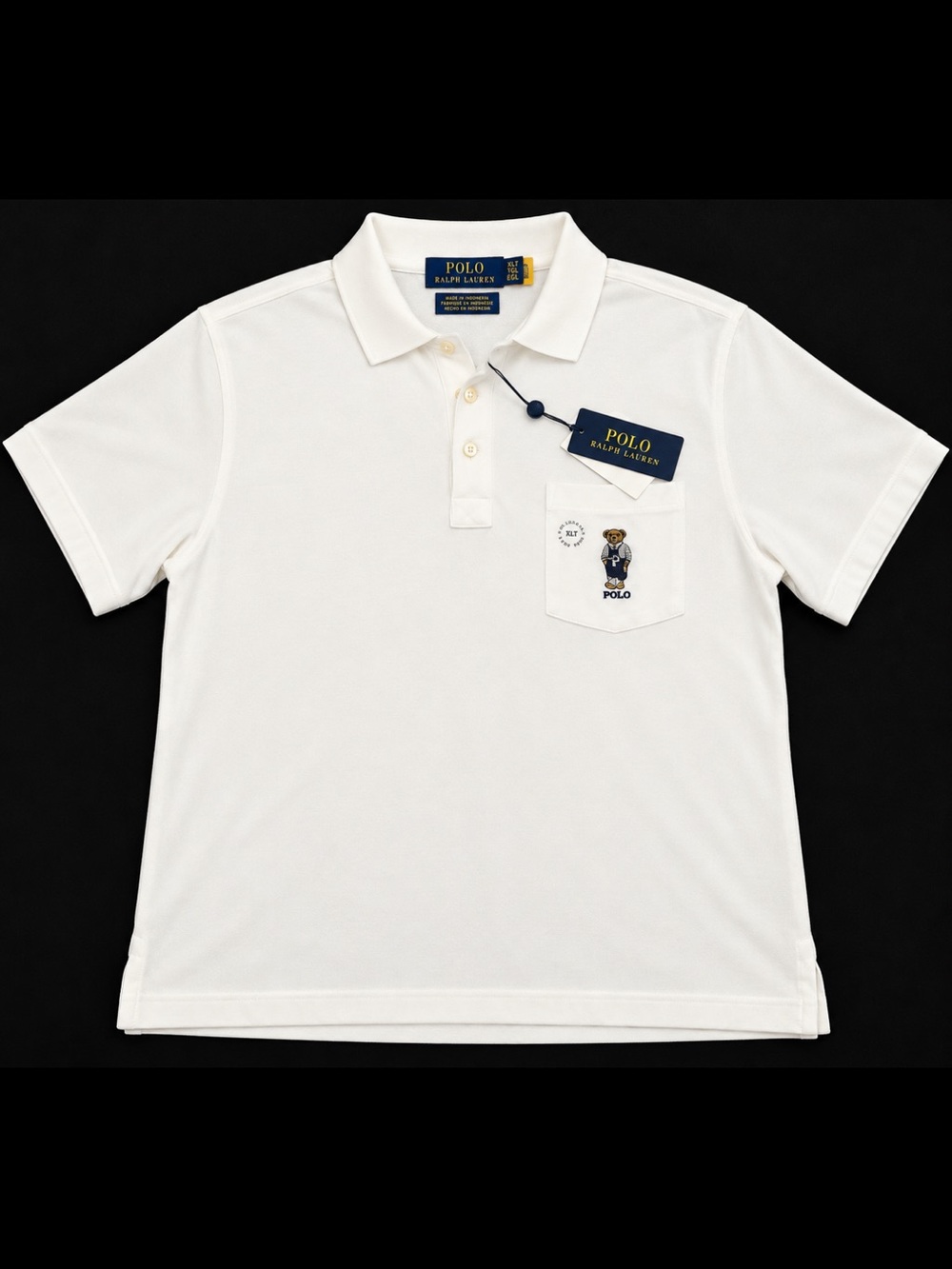 Polo by Ralph Lauren White Bear Pocket Polo Shirt with Navy Tag